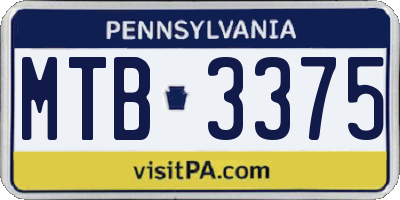 PA license plate MTB3375