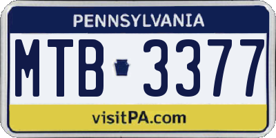 PA license plate MTB3377
