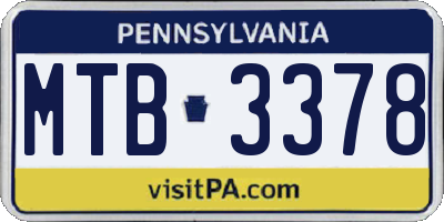 PA license plate MTB3378