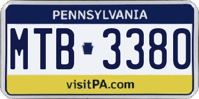 PA license plate MTB3380