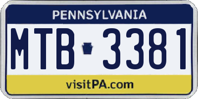 PA license plate MTB3381