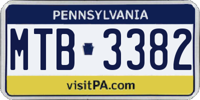 PA license plate MTB3382