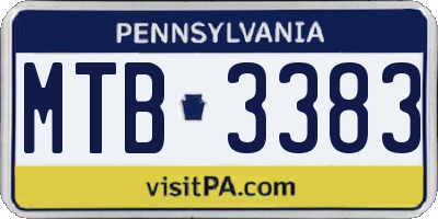 PA license plate MTB3383