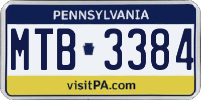 PA license plate MTB3384