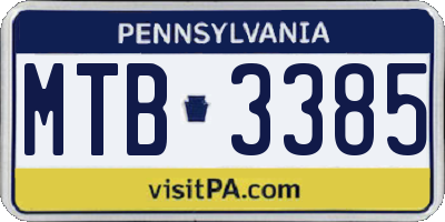 PA license plate MTB3385