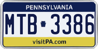 PA license plate MTB3386