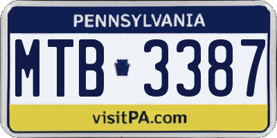 PA license plate MTB3387