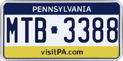 PA license plate MTB3388