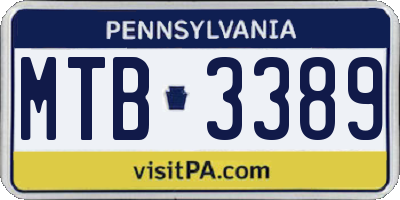 PA license plate MTB3389