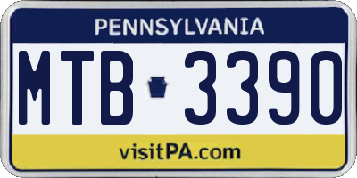 PA license plate MTB3390