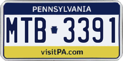 PA license plate MTB3391