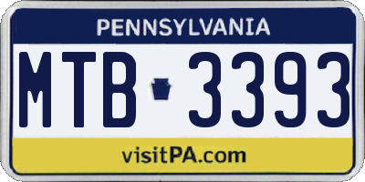 PA license plate MTB3393