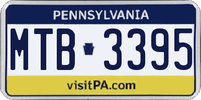 PA license plate MTB3395