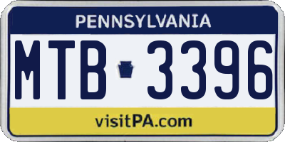 PA license plate MTB3396