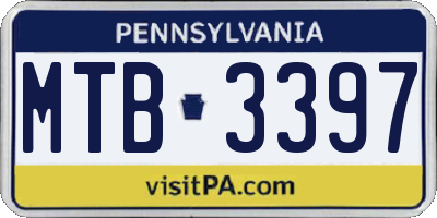 PA license plate MTB3397