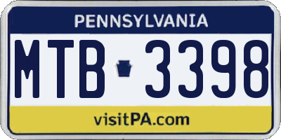 PA license plate MTB3398