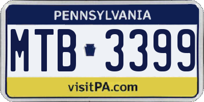 PA license plate MTB3399