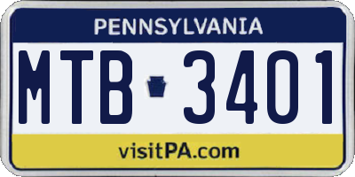 PA license plate MTB3401