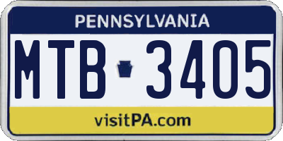 PA license plate MTB3405