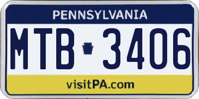 PA license plate MTB3406