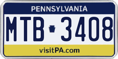 PA license plate MTB3408