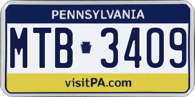 PA license plate MTB3409
