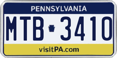 PA license plate MTB3410