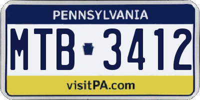 PA license plate MTB3412