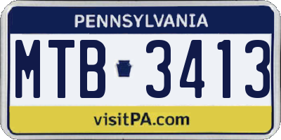 PA license plate MTB3413