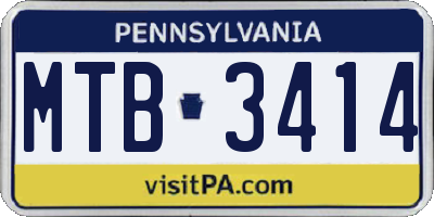 PA license plate MTB3414