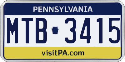 PA license plate MTB3415