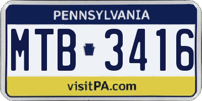 PA license plate MTB3416