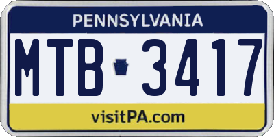 PA license plate MTB3417
