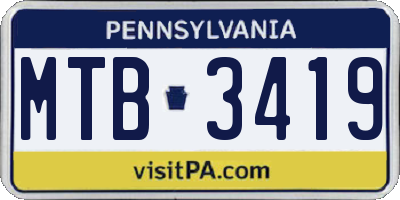 PA license plate MTB3419