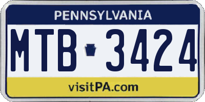 PA license plate MTB3424
