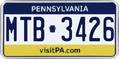 PA license plate MTB3426