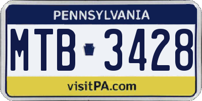PA license plate MTB3428