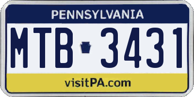PA license plate MTB3431