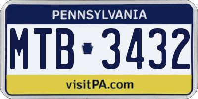 PA license plate MTB3432