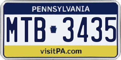 PA license plate MTB3435