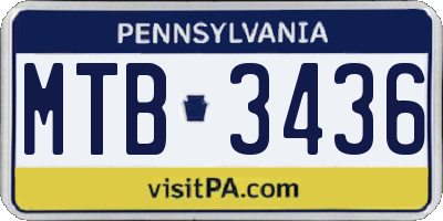 PA license plate MTB3436