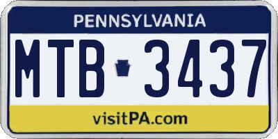 PA license plate MTB3437