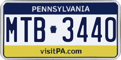 PA license plate MTB3440