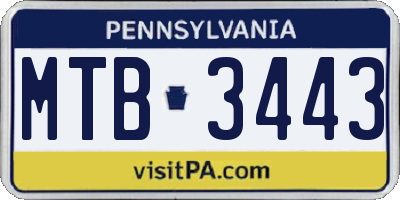PA license plate MTB3443