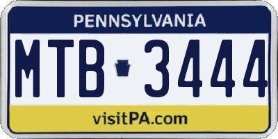 PA license plate MTB3444