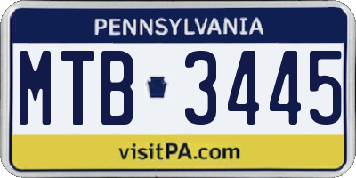 PA license plate MTB3445