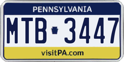 PA license plate MTB3447