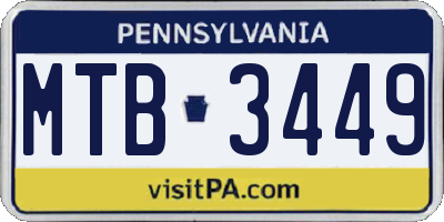 PA license plate MTB3449