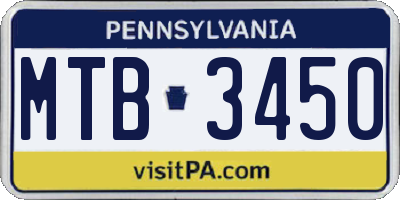 PA license plate MTB3450