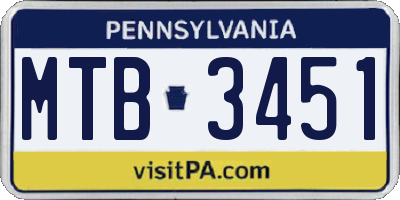 PA license plate MTB3451